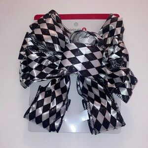 Celebrate It Black and White Checkered Bow